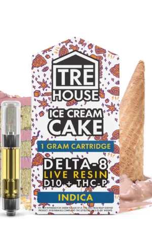 Live Resin Delta 8 Cartridge + D10 + THC-P - Ice Cream Cake - Indica 1g